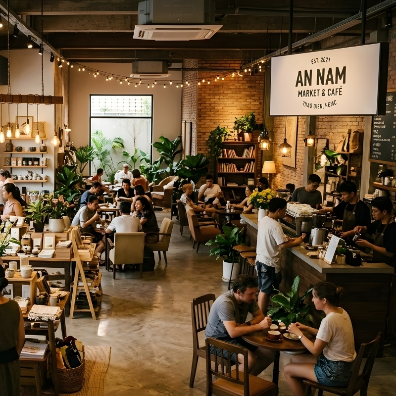 Thiết Kế Cửa Hàng Kết Hợp Cafe